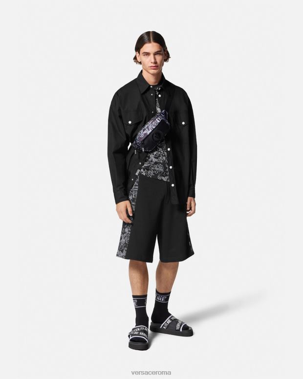 esso Versace uomini maglietta con logo numero pezzo nero JT08Z2401 vestiario