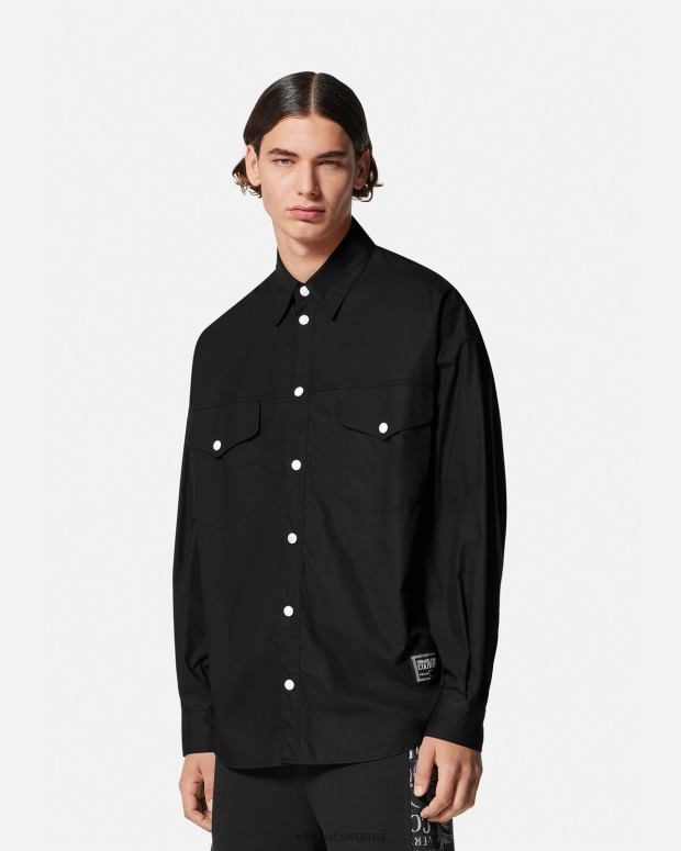 esso Versace uomini maglietta con logo numero pezzo nero JT08Z2401 vestiario