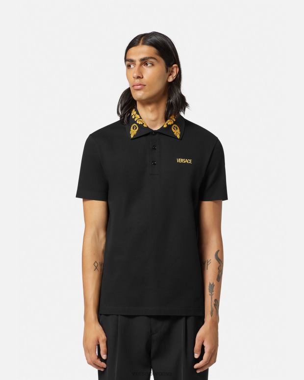 esso Versace uomini polo in maschera barocca nero JT08Z1389 vestiario