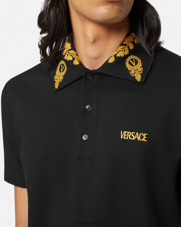 esso Versace uomini polo in maschera barocca nero JT08Z1389 vestiario